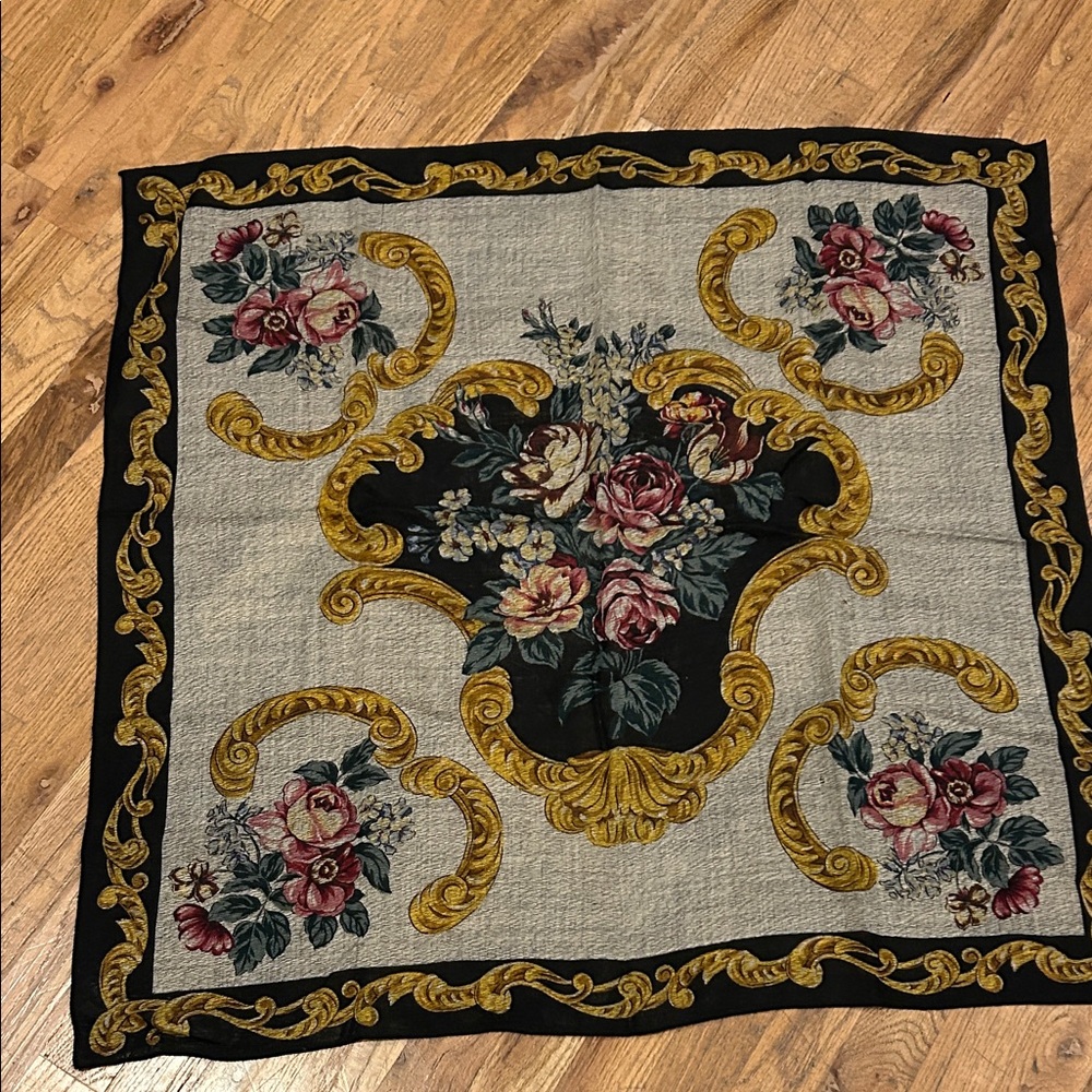 Nordstrom Floral Baroque Scarf - Black, Gold, Pink